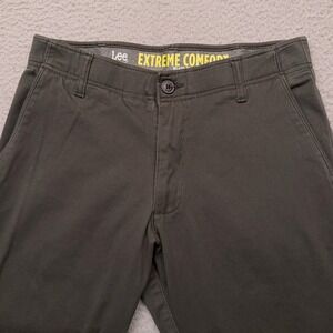 Lee Extreme Comfort Relaxed Fit Pants Men's 30x29* Gray Green Stretch Chino‎